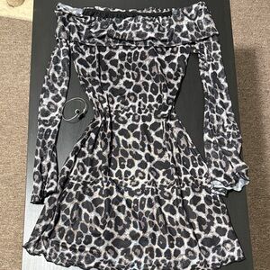Off-Shoulder Leopard Print Mini Dress